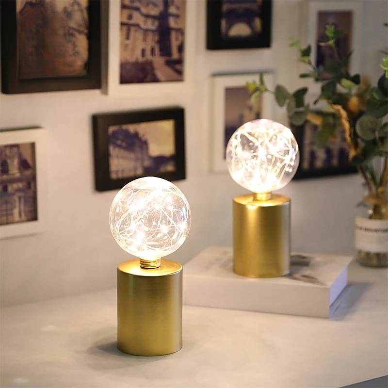 Set of Cordless Battery-Powered Gold Table Lamps