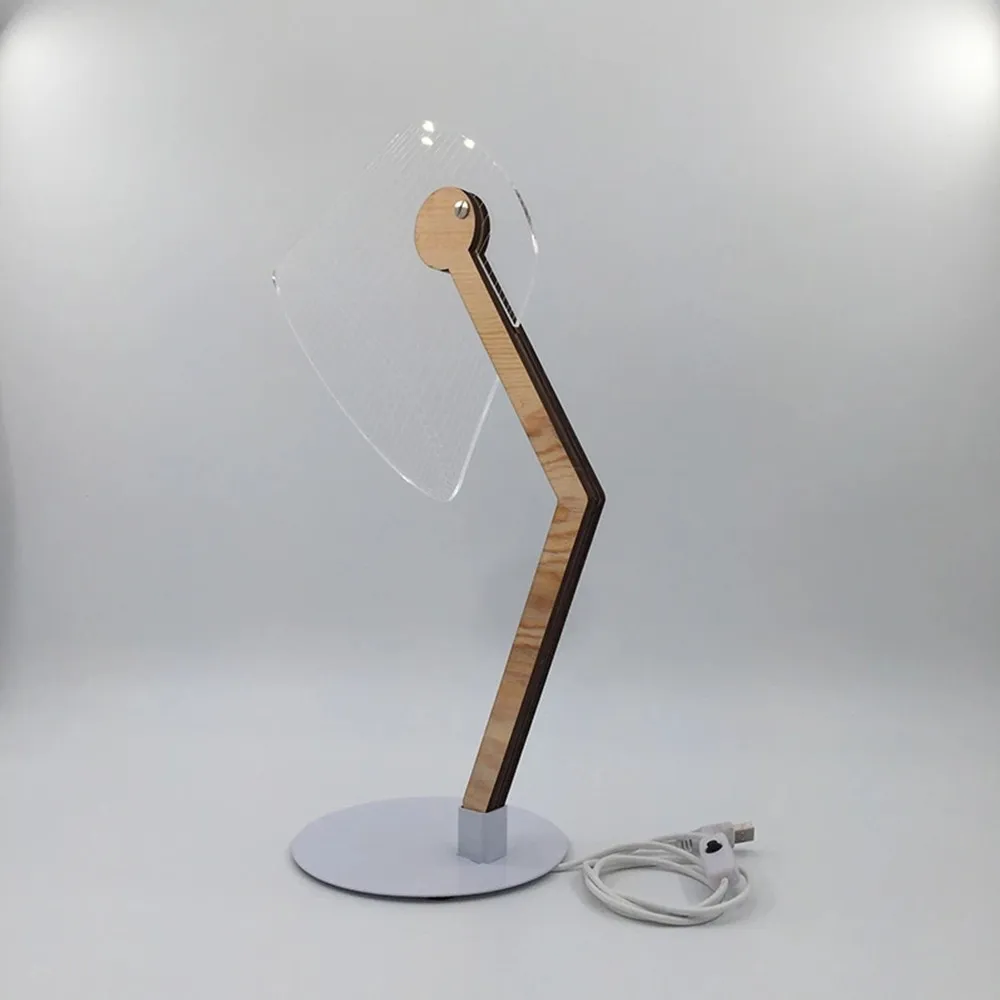 3D Acrylic USB Rechargeable Wooden Base Night Lamp – Modern LED Design