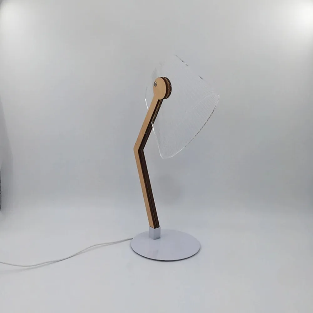3D Acrylic USB Rechargeable Wooden Base Night Lamp – Modern LED Design