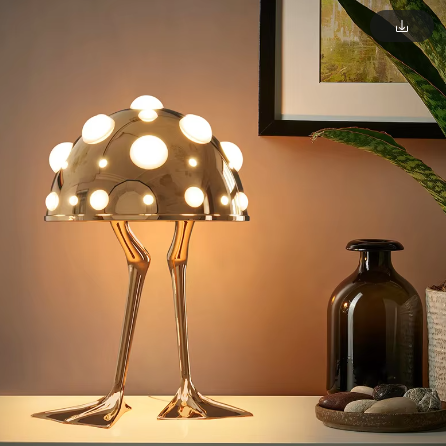 Creative Desk Amanita Mushroom LED Lamp in Duck Shape. Available in silver or gold finishes