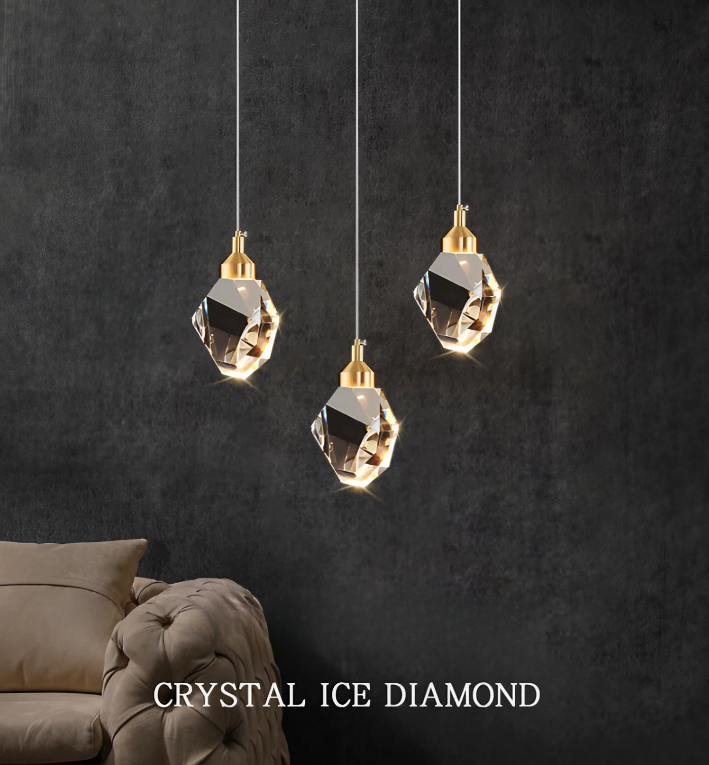European Copper Crystal Pendant Light