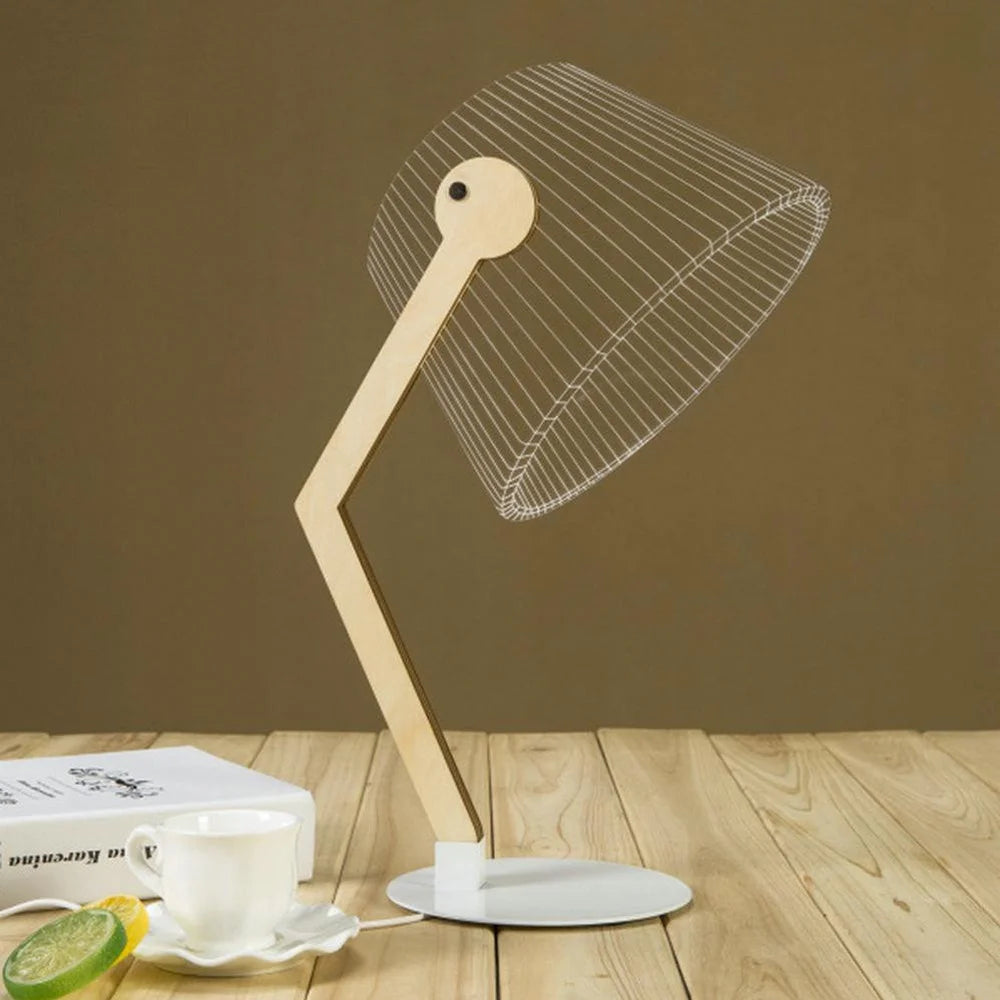 3D Acrylic USB Rechargeable Wooden Base Night Lamp – Modern LED Design