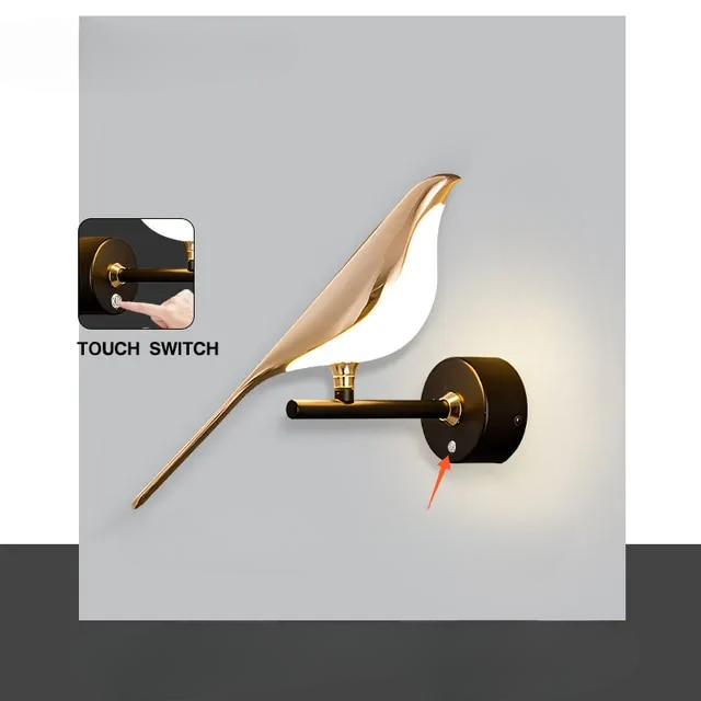 Magpie Bird Touch Switch LED Wall sconce