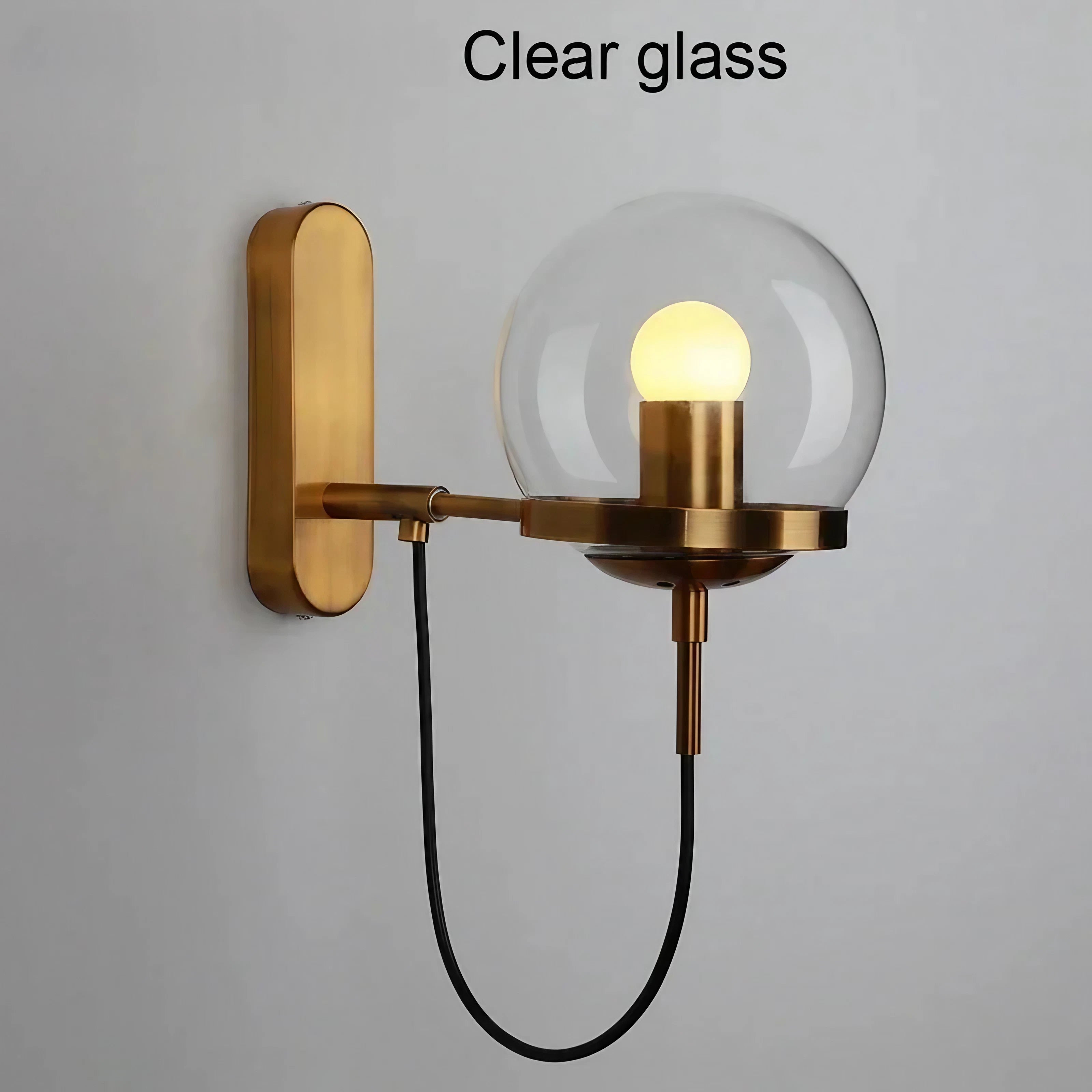 Mid-Century Modern Glass Wall Sconce Lights in Copper and Black Finish