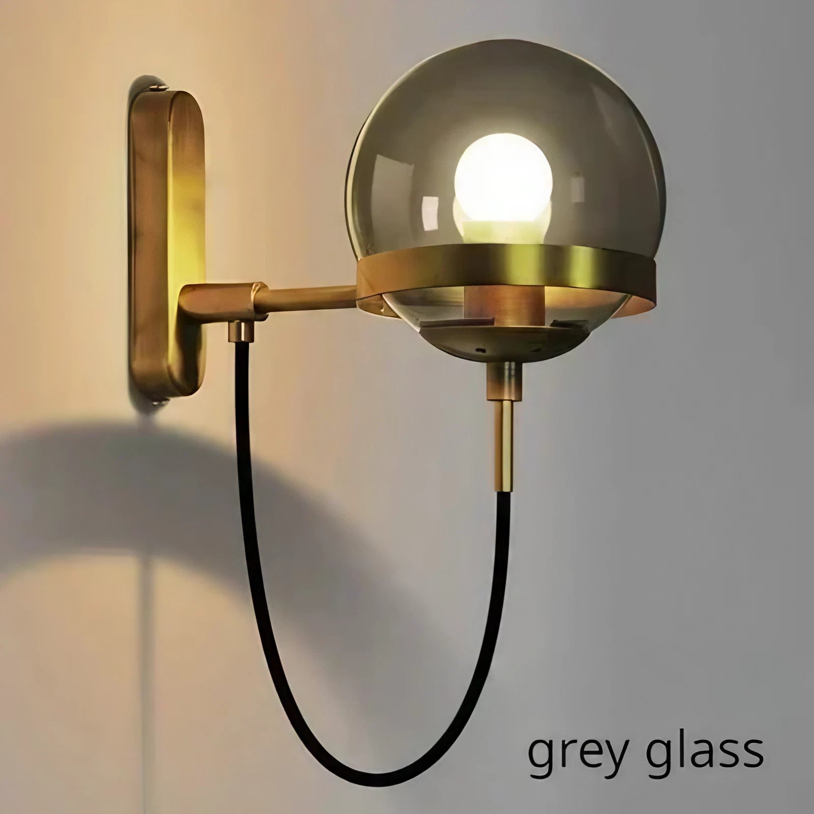 Mid-Century Modern Glass Wall Sconce Lights in Copper and Black Finish