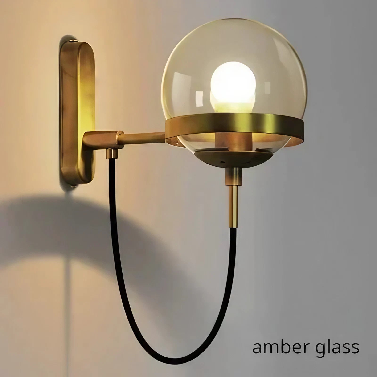 Mid-Century Modern Glass Wall Sconce Lights in Copper and Black Finish