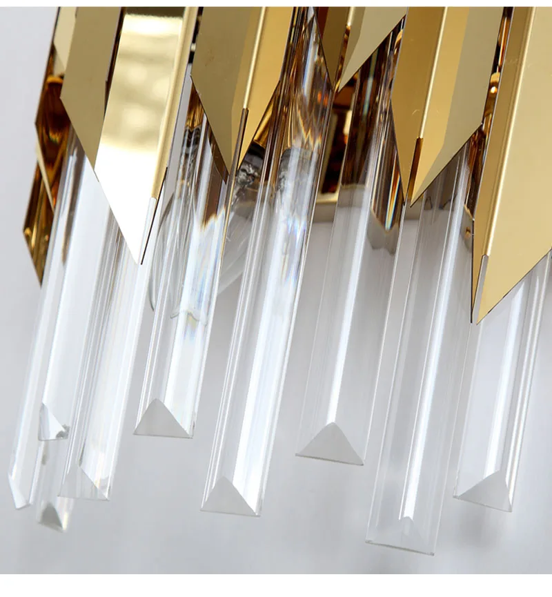 Sophisticated Gold Wall Sconce with Cascading Crystals in Art Deco Style