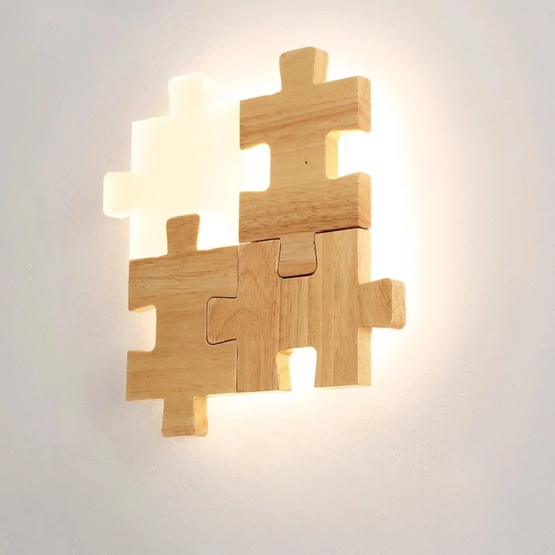 Nordic Solid Wood LED Wall Lamps