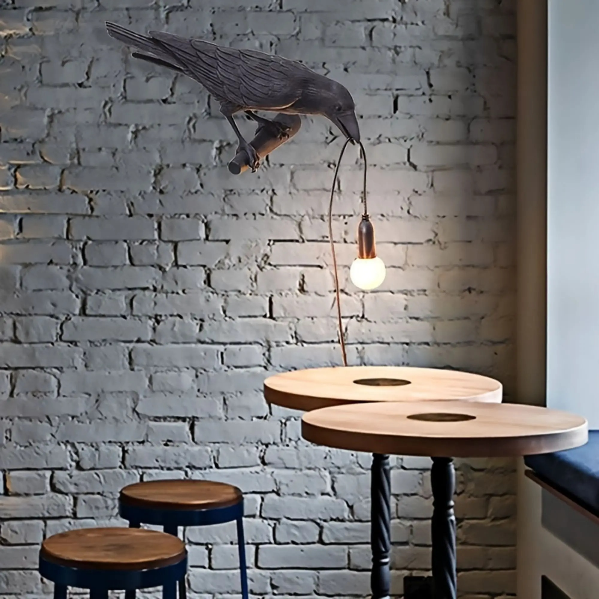 Raven table wall lamp resin crow