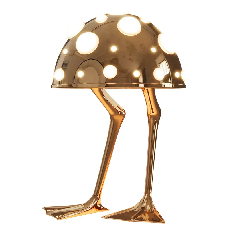 Creative Desk Amanita Mushroom LED Lamp in Duck Shape. Available in silver or gold finishes