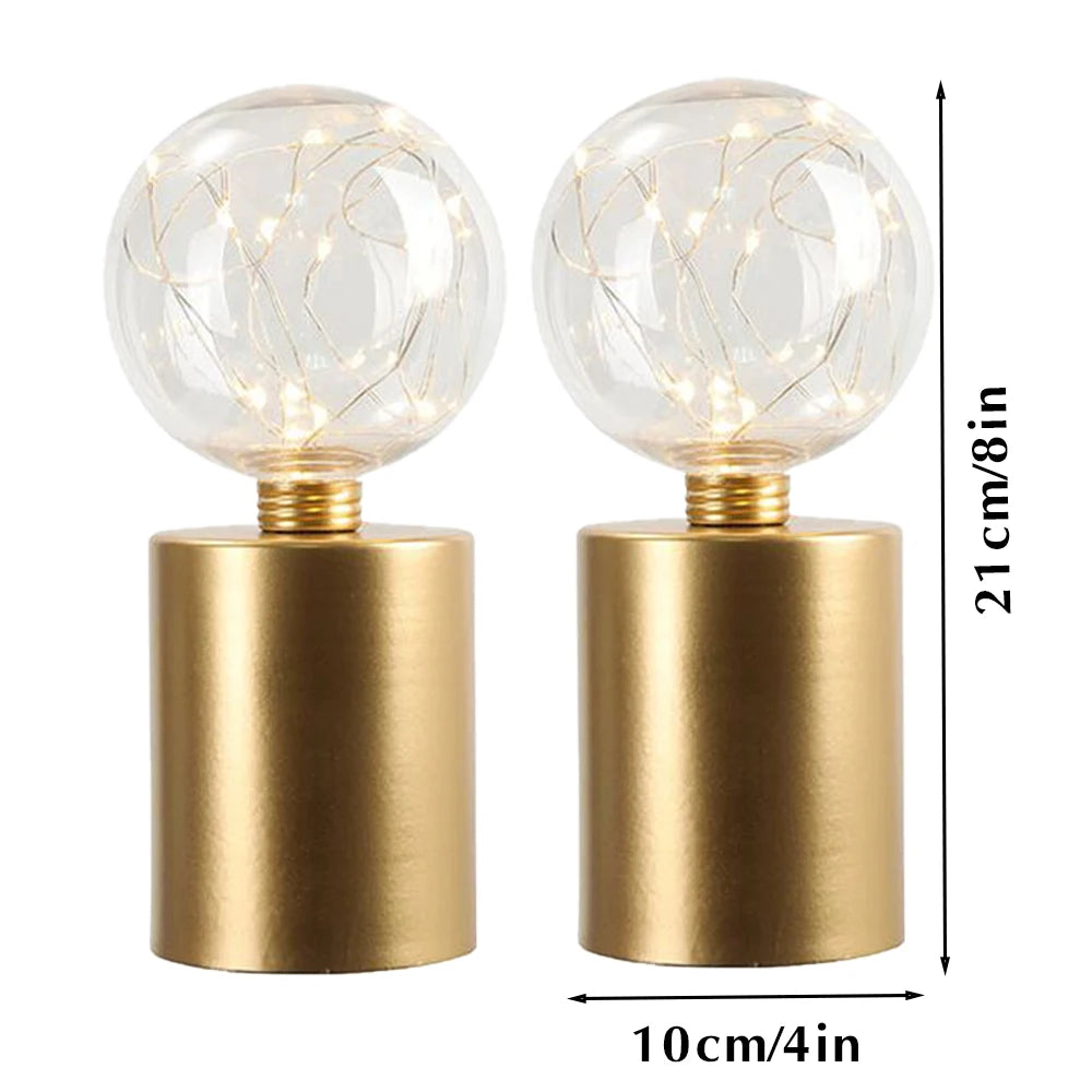 Set of Cordless Battery-Powered Gold Table Lamps Details