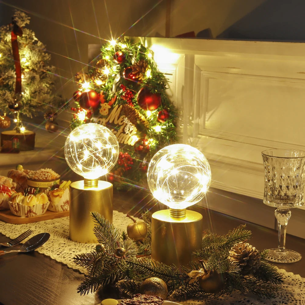 Set of Cordless Battery-Powered Gold Table Lamps