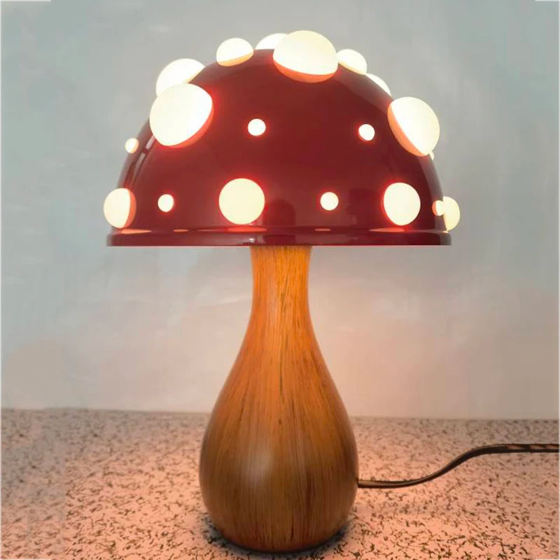 Creative Desk Amanita Mushroom LED Lamp in Duck Shape. Available in silver or gold finishes