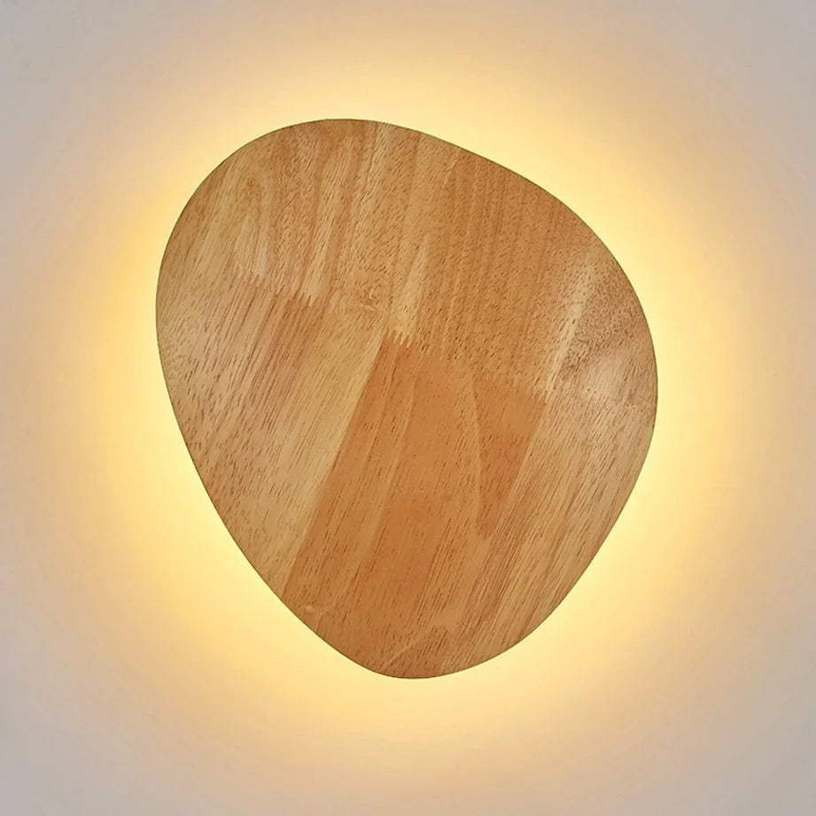Modern Wooden Oval LED Wall Lamp