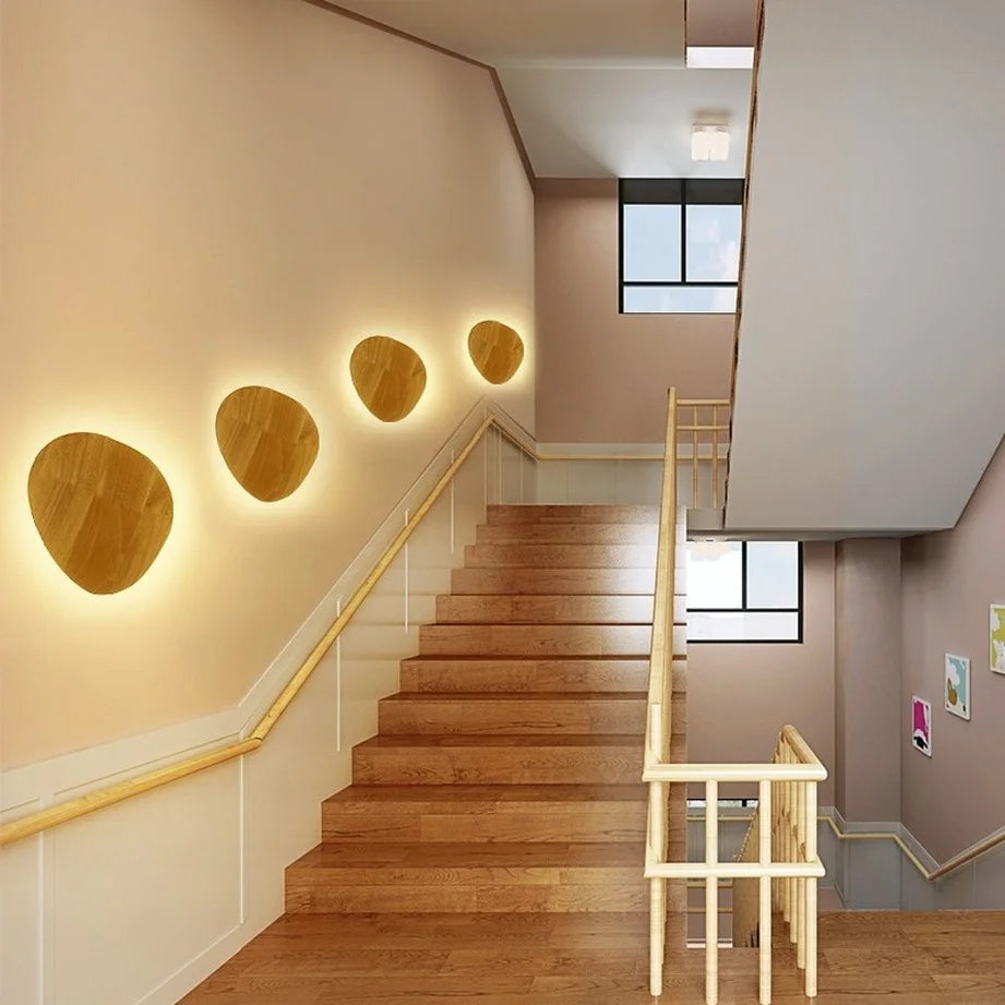 Modern Wooden Oval LED Wall Lamp