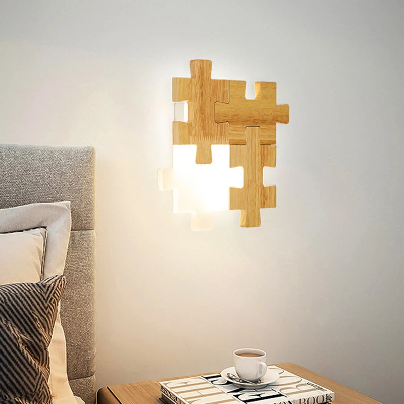 Nordic Solid Wood LED Wall Lamps