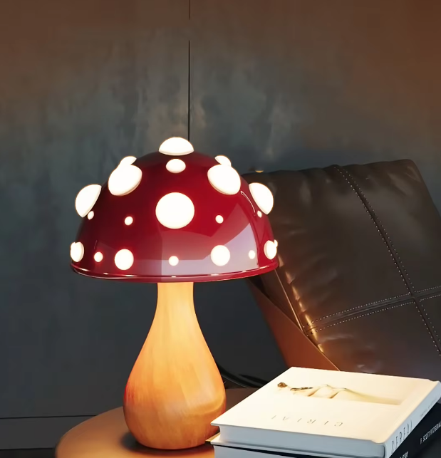 Creative Desk Amanita Mushroom LED Lamp in Duck Shape. Available in silver or gold finishes