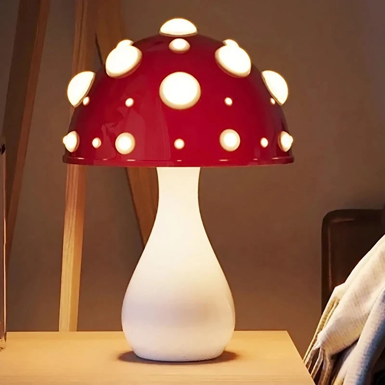 Creative Desk Amanita Mushroom LED Lamp in Duck Shape. Available in silver or gold finishes