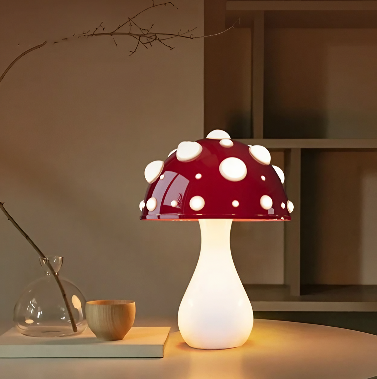 Creative Desk Amanita Mushroom LED Lamp in Duck Shape. Available in silver or gold finishes