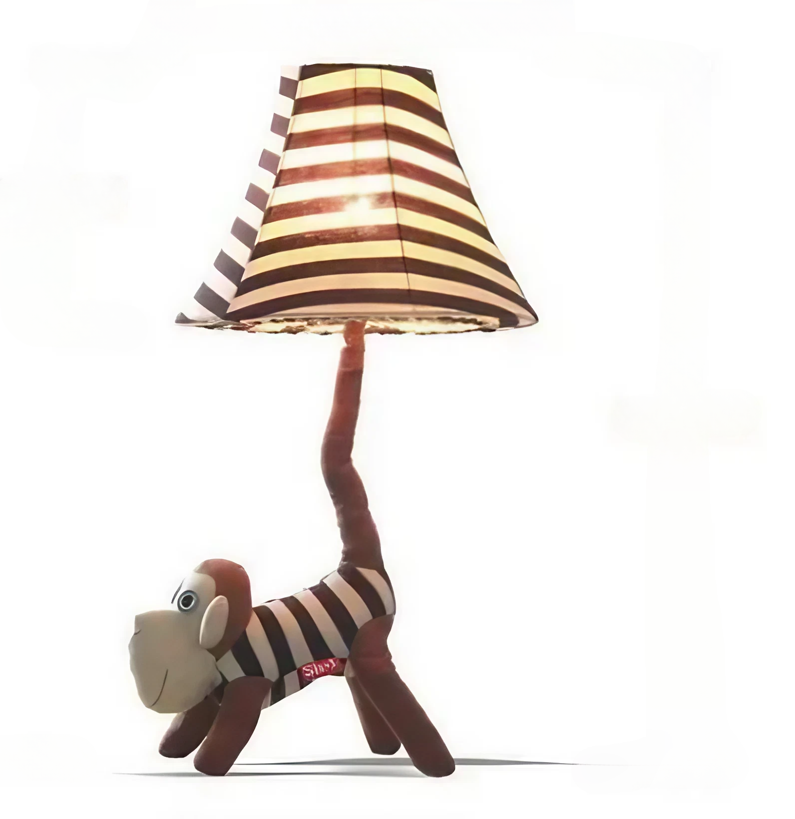 Fun Handmade Kids’ Cartoon Table Lamps – Soft Cotton Body Design. Choose between monkey or striped catebra