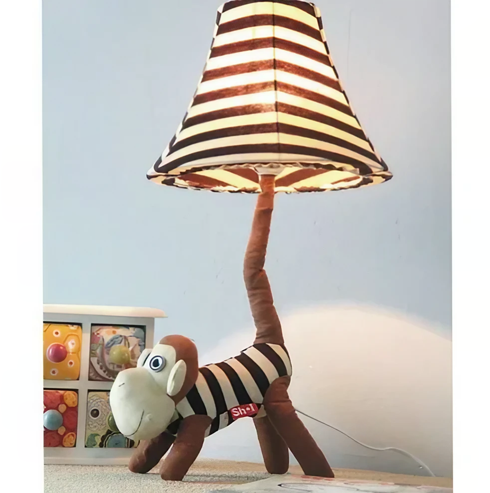 Fun Handmade Kids’ Cartoon Table Lamps – Soft Cotton Body Design. Choose between monkey or striped catebra