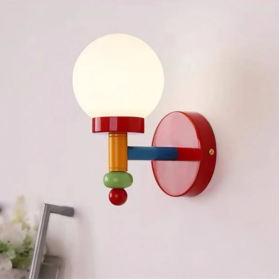 Colorful Blocks Frosted Acrylic Ball Wall Sconce Light for Children's Room