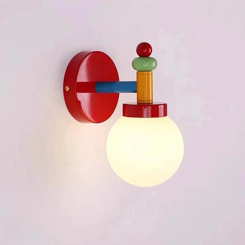 Colorful Blocks Frosted Acrylic Ball Wall Sconce Light for Children's Room