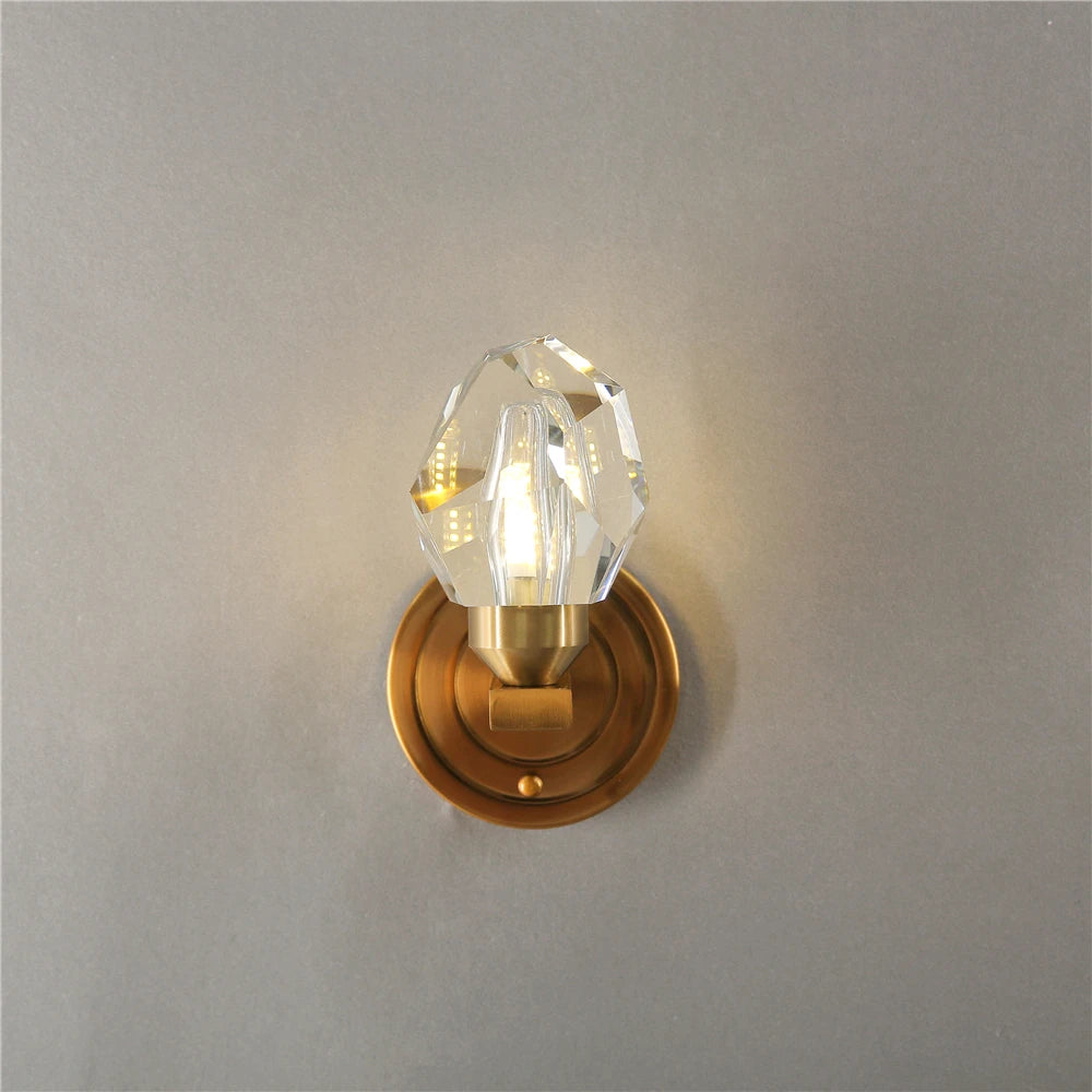 Classic Brass Wall Sconce or Hanging Wall Lamp with Crystal Shade – Timeless Home Accent