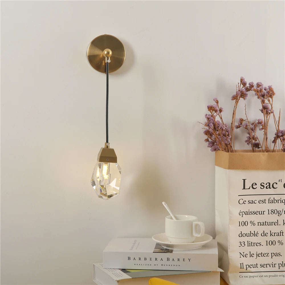 Classic Brass Wall Sconce or Hanging Wall Lamp with Crystal Shade – Timeless Home Accent