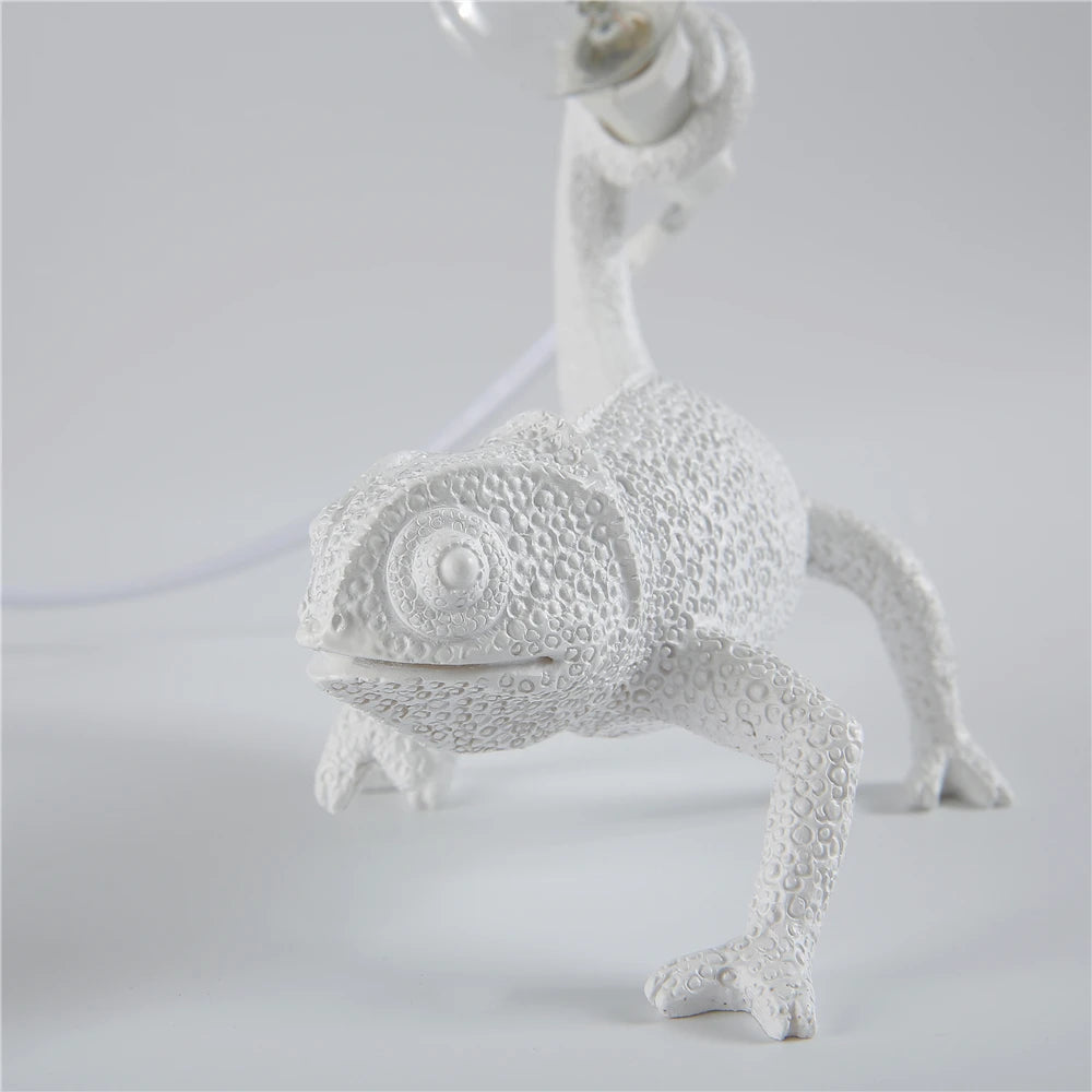 White Resin Chameleon Small Wall LED Night Light in Two Configurations