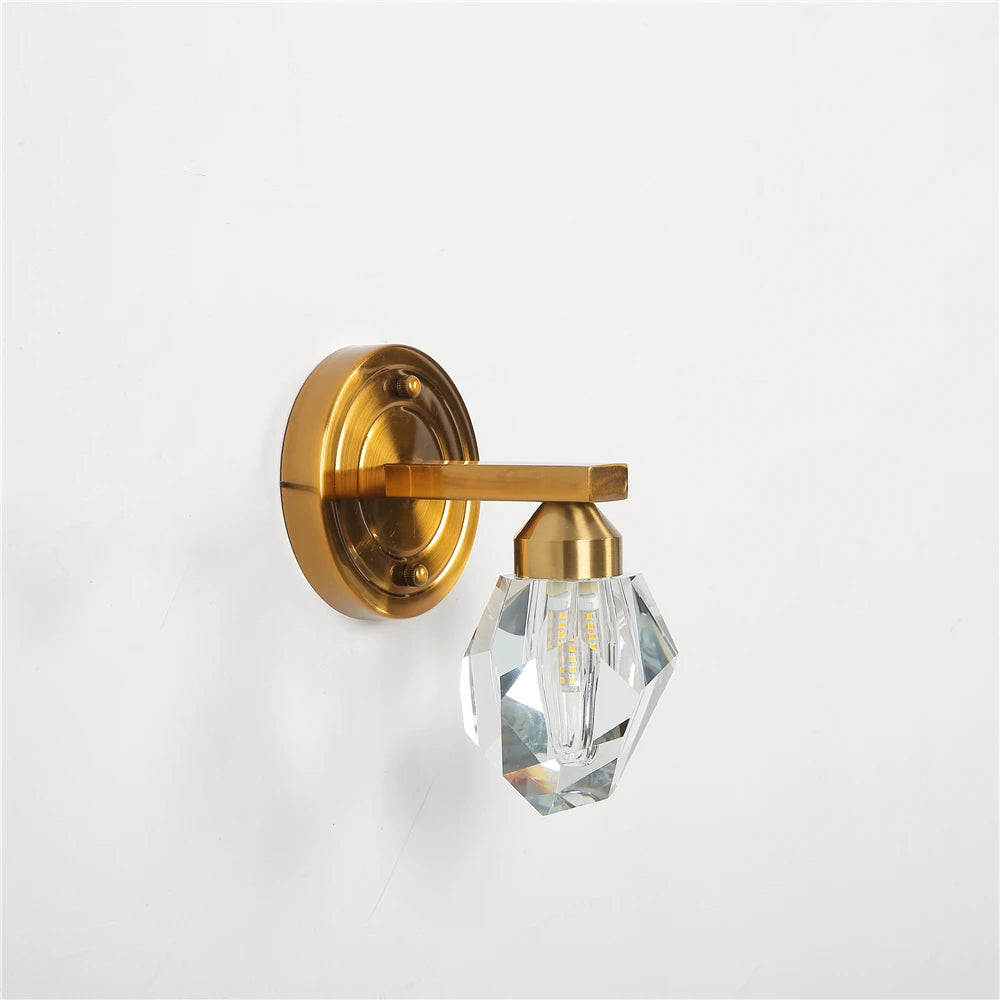 Classic Brass Wall Sconce or Hanging Wall Lamp with Crystal Shade – Timeless Home Accent