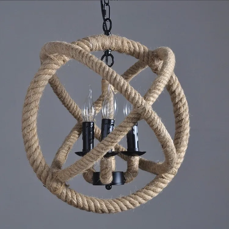 Farmhouse Chic: Handwoven Hemp Rope Pendant Light. 3 & 5-Head Lighting Options