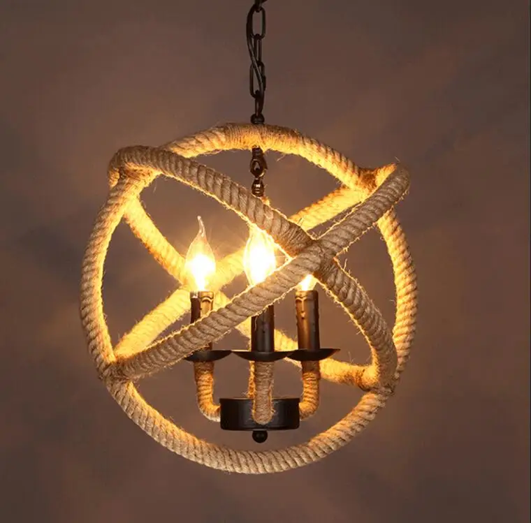 Farmhouse Chic: Handwoven Hemp Rope Pendant Light. 3 & 5-Head Lighting Options