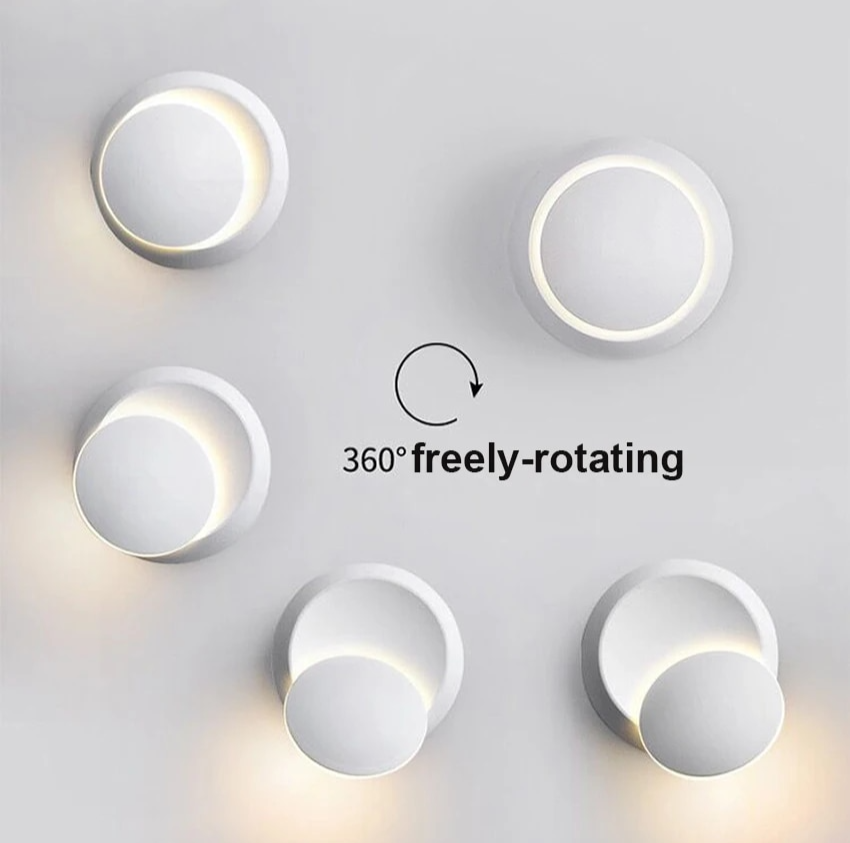 360-Degree Rotatable LED Wall Light - Adjustable Wall Sconce. In Black or White