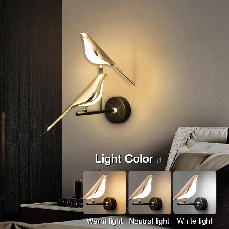 Magpie Bird Touch Switch LED Wall sconce