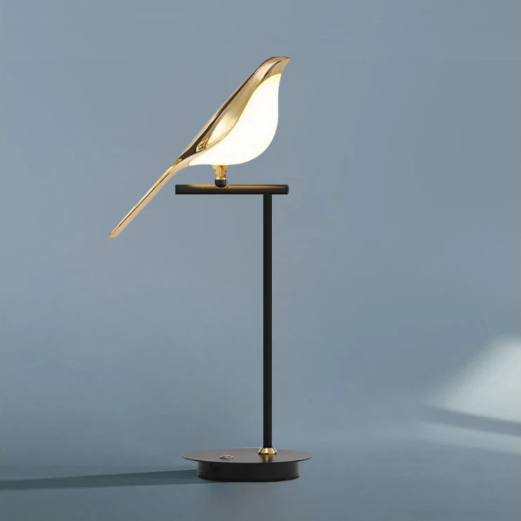 Magpie Bird LED Table Lamp in Rose Gold . Available 1-head or 2-head versions