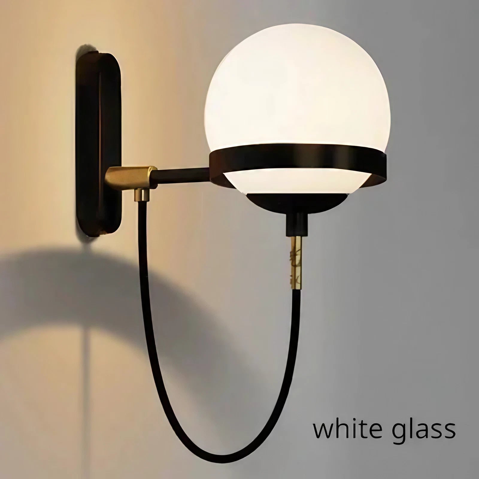 Mid-Century Modern Glass Wall Sconce Lights in Black Finish