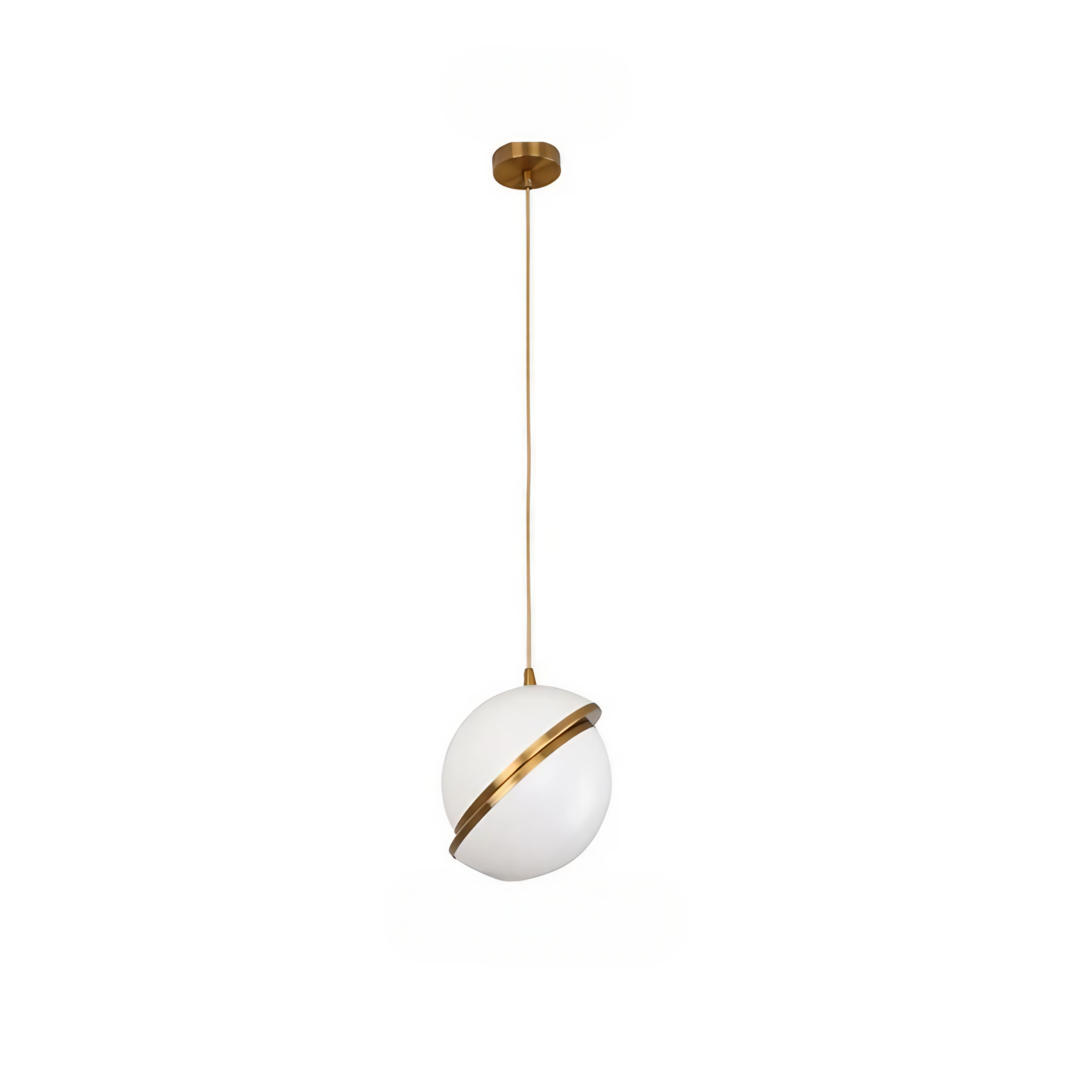 Asymmetry Glow Pendant - Split Frosted Ball with Gold Accent