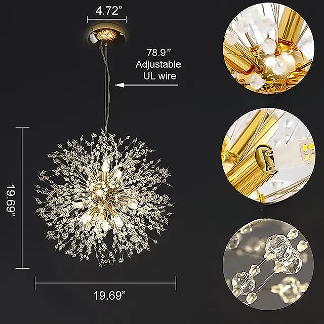 Dandelion Bloom Crystal Chandelier Pendant LED Lighting