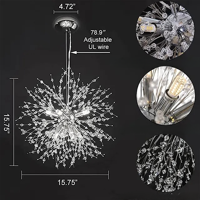 Dandelion Bloom Crystal Chandelier Pendant LED Lighting