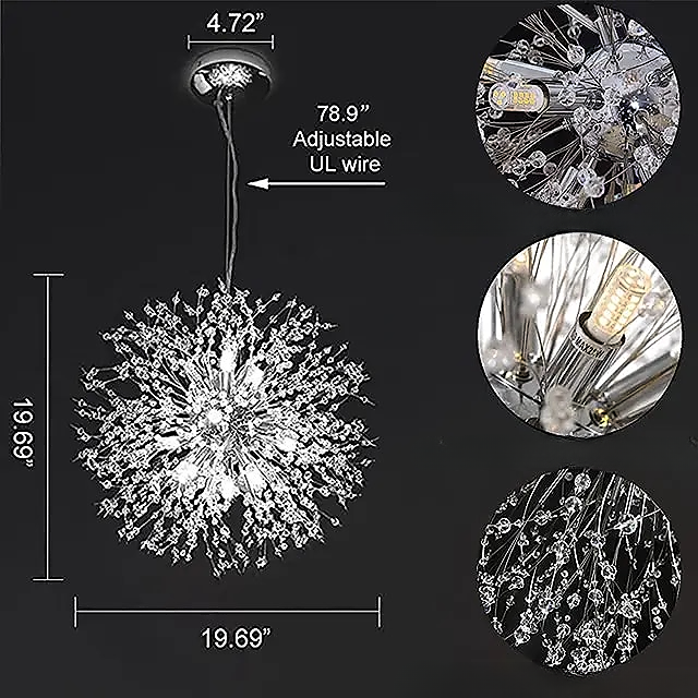 Dandelion Bloom Crystal Chandelier Pendant LED Lighting