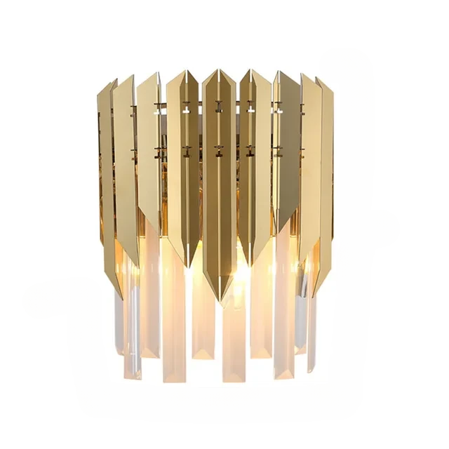 Sophisticated Gold Wall Sconce with Cascading Crystals in Art Deco Style