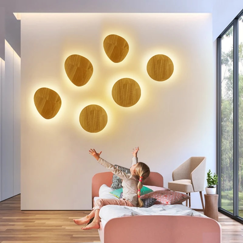 Nordic Solid Wood LED Wall Lamps