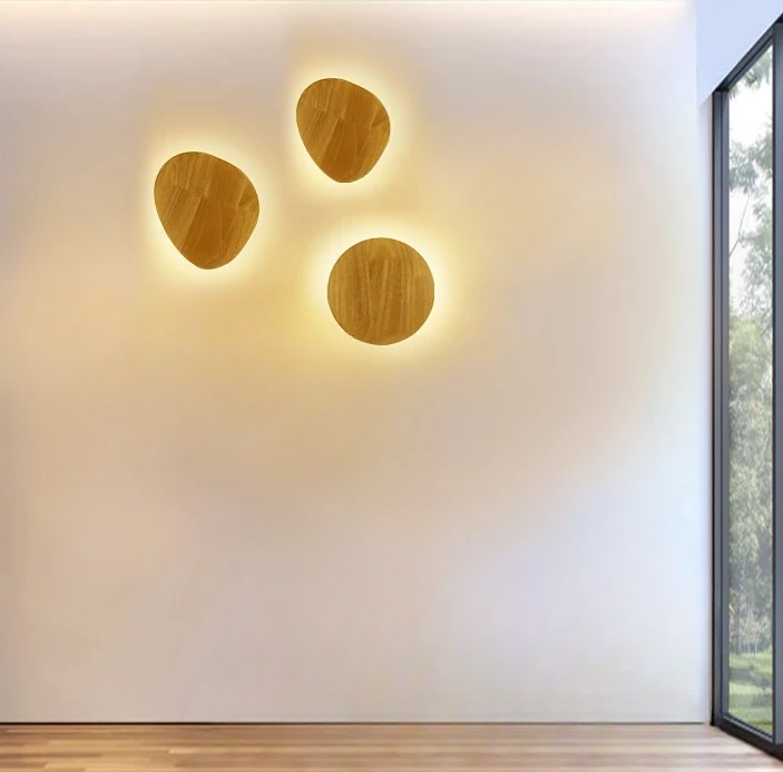 Scandinavian Elegance: Modern Wooden Circular LED Wall Lamp. Available in two sizes.