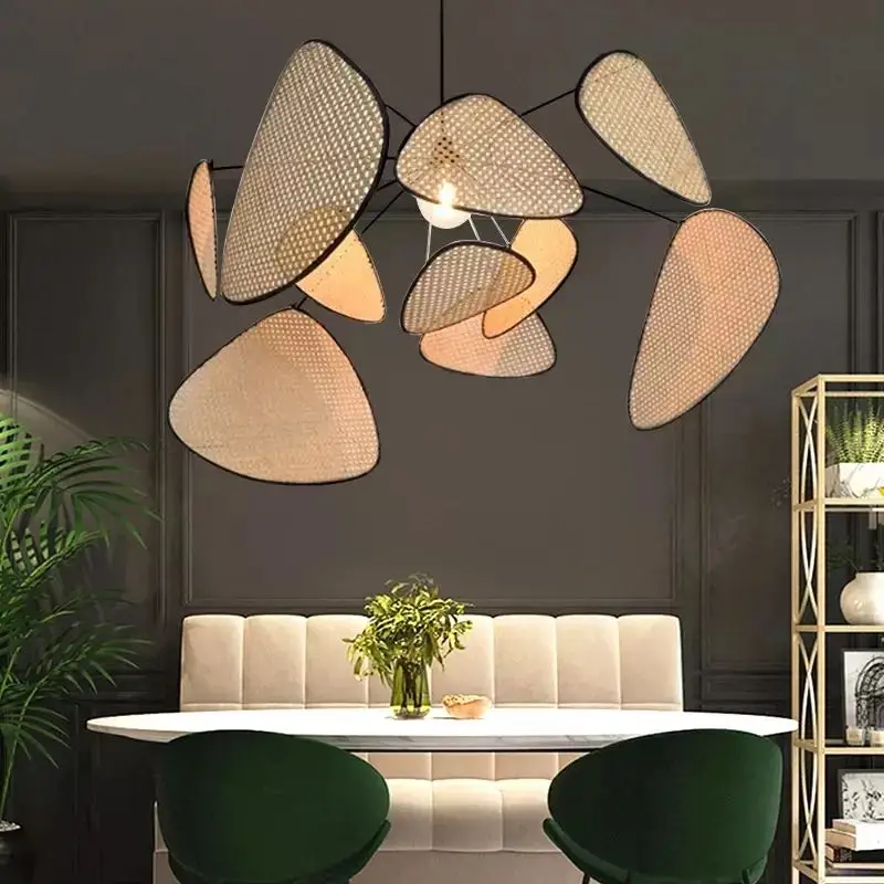 Rattan-chandelier-Art-Leaf-pendant