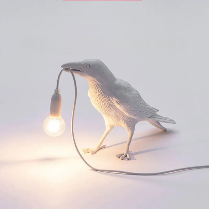 Artistic Raven Glow Lamp: Table Led Light Lamp. Available in black or white