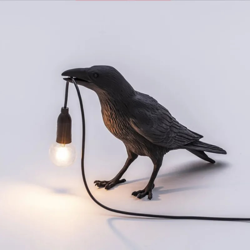 Artistic Raven Glow Lamp: Table Led Light Lamp. Available in black or white