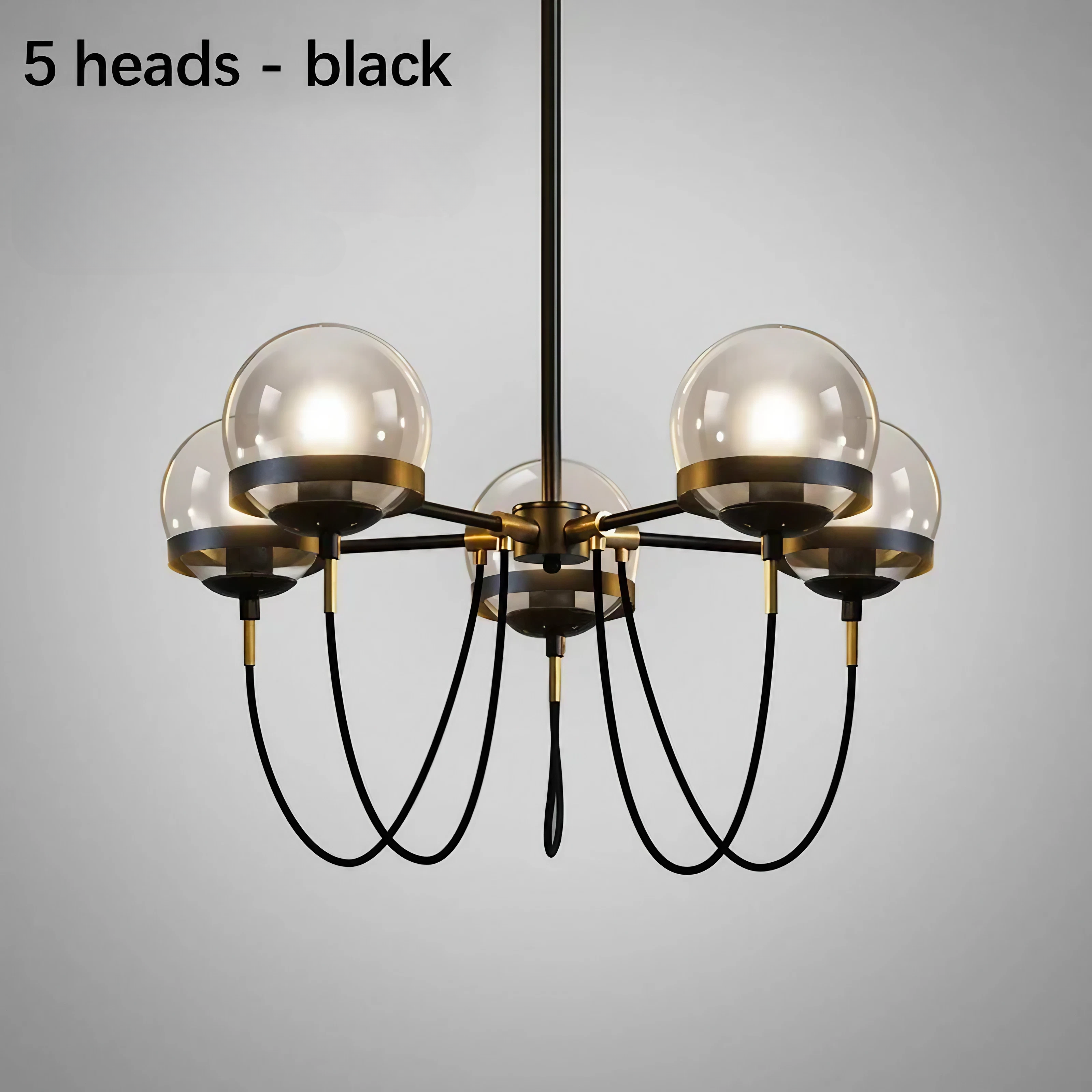 Mid-Century Modern Glass 5/8/10 Lights in Black Finish Chandelier.