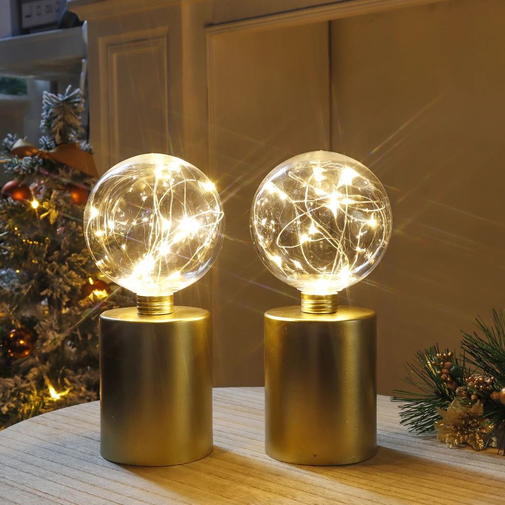 Set of Cordless Battery-Powered Gold Table Lamps