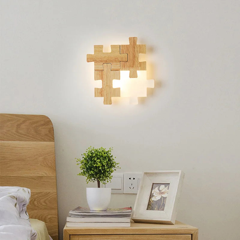 Nordic Solid Wood LED Wall Lamps